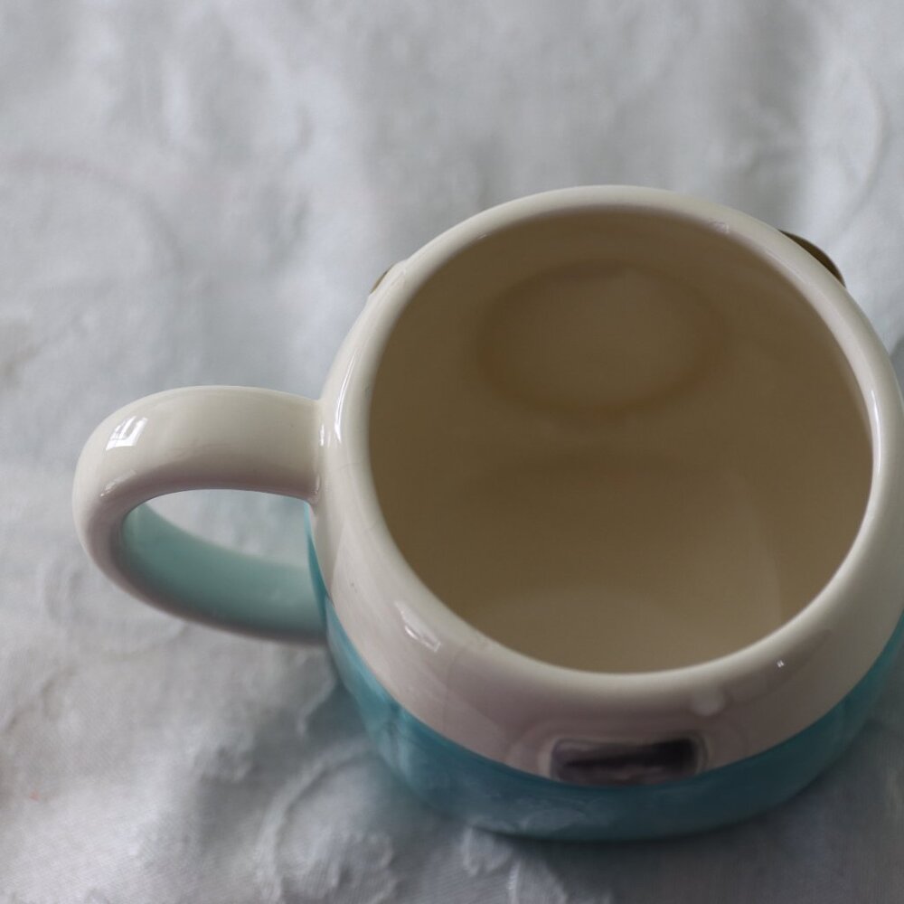 Natural Life Blue Folk Art Vintage Camera Coffee Mug Gold Accents Whimsical - Picture 4 of 12